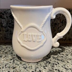 NWOT Jonathan Adler White Ceramic Mug with Love Hate Design